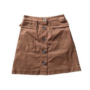 Like New Tan Cotton Button Down Skirt with Pockets